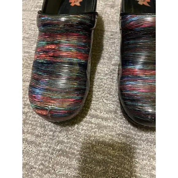 Dansko XP Striped Pro Leather Clog Size 9 US EUR 40 Slip On Comfort Rainbow - Picture 3 of 14